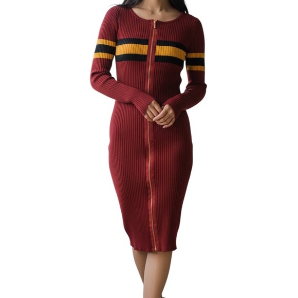 NYC Red and Black Striped Midi Dress - Picture 2 of 2